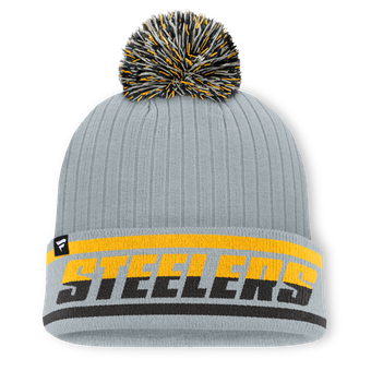 Men's Fanatics Gray Pittsburgh Steelers Fissure Cuffed Knit Hat with Pom