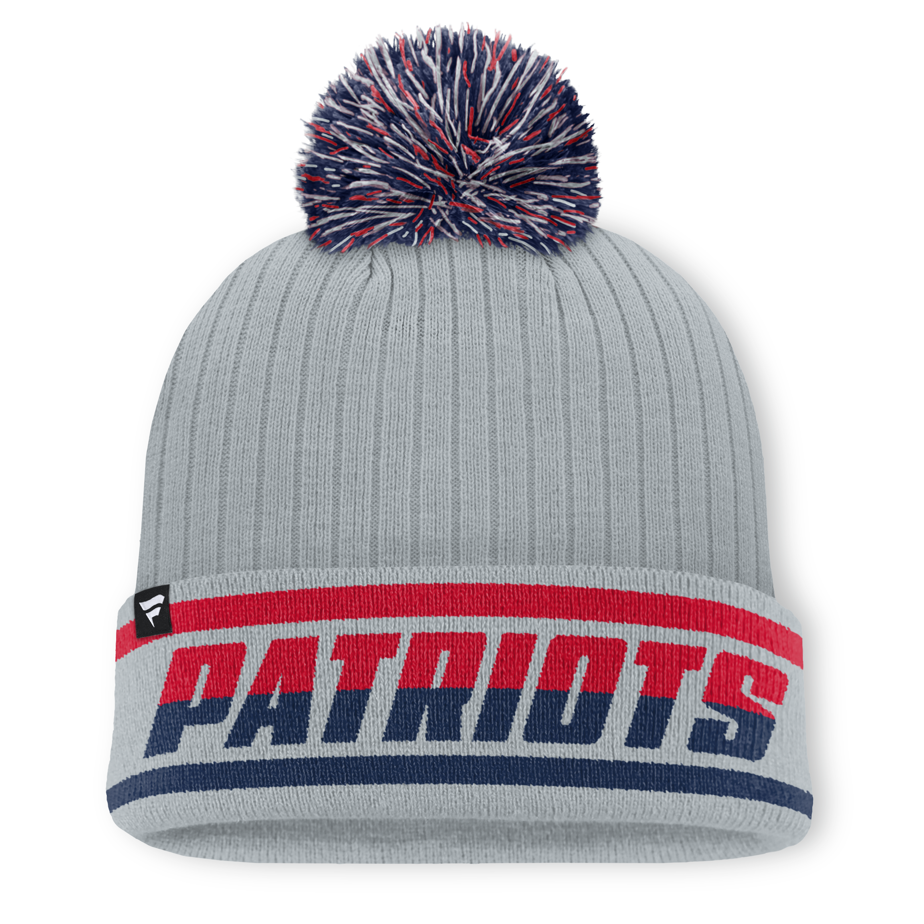 Men's Fanatics Gray New England Patriots Fissure Cuffed Knit Hat with Pom