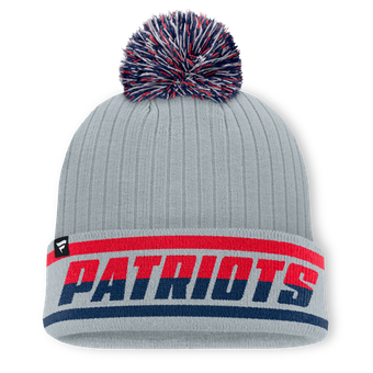 Men's Fanatics Gray New England Patriots Fissure Cuffed Knit Hat with Pom