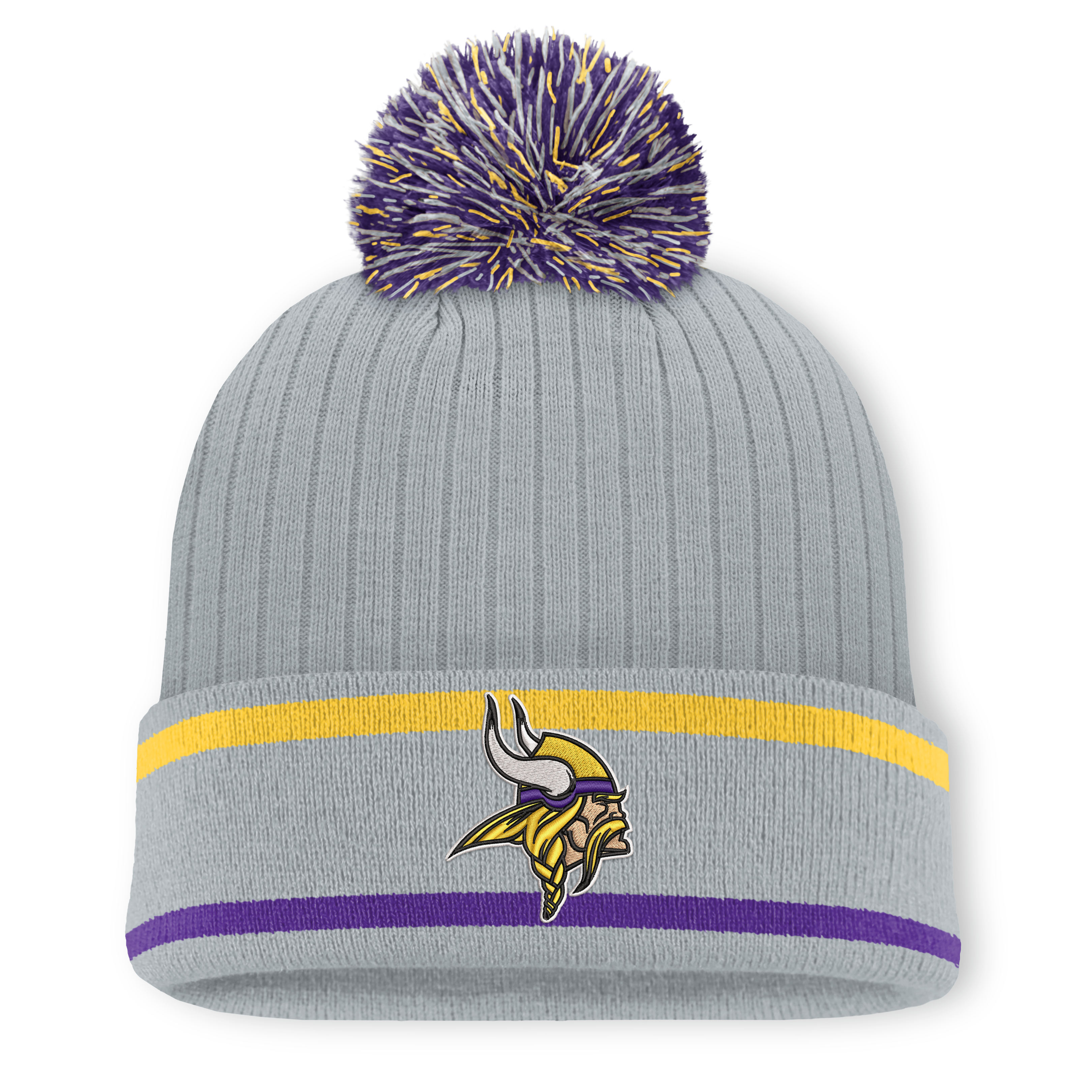 Men's Fanatics Gray Minnesota Vikings Fissure Cuffed Knit Hat with Pom