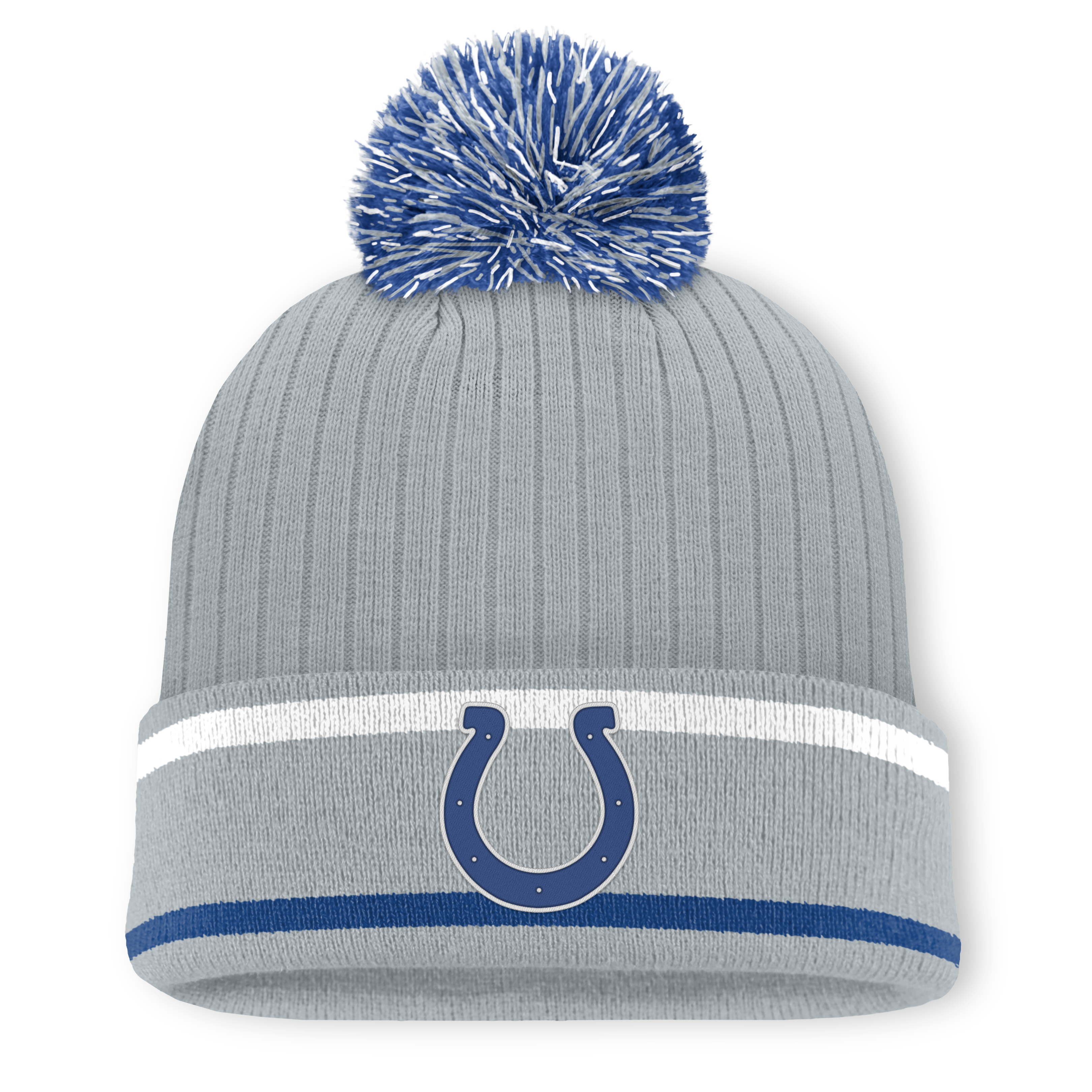 Men's Fanatics Gray Indianapolis Colts Fissure Cuffed Knit Hat with Pom