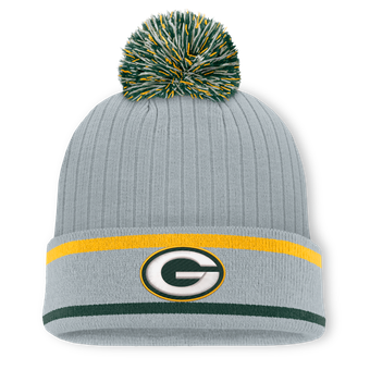 Men's Fanatics Gray Green Bay Packers Fissure Cuffed Knit Hat with Pom