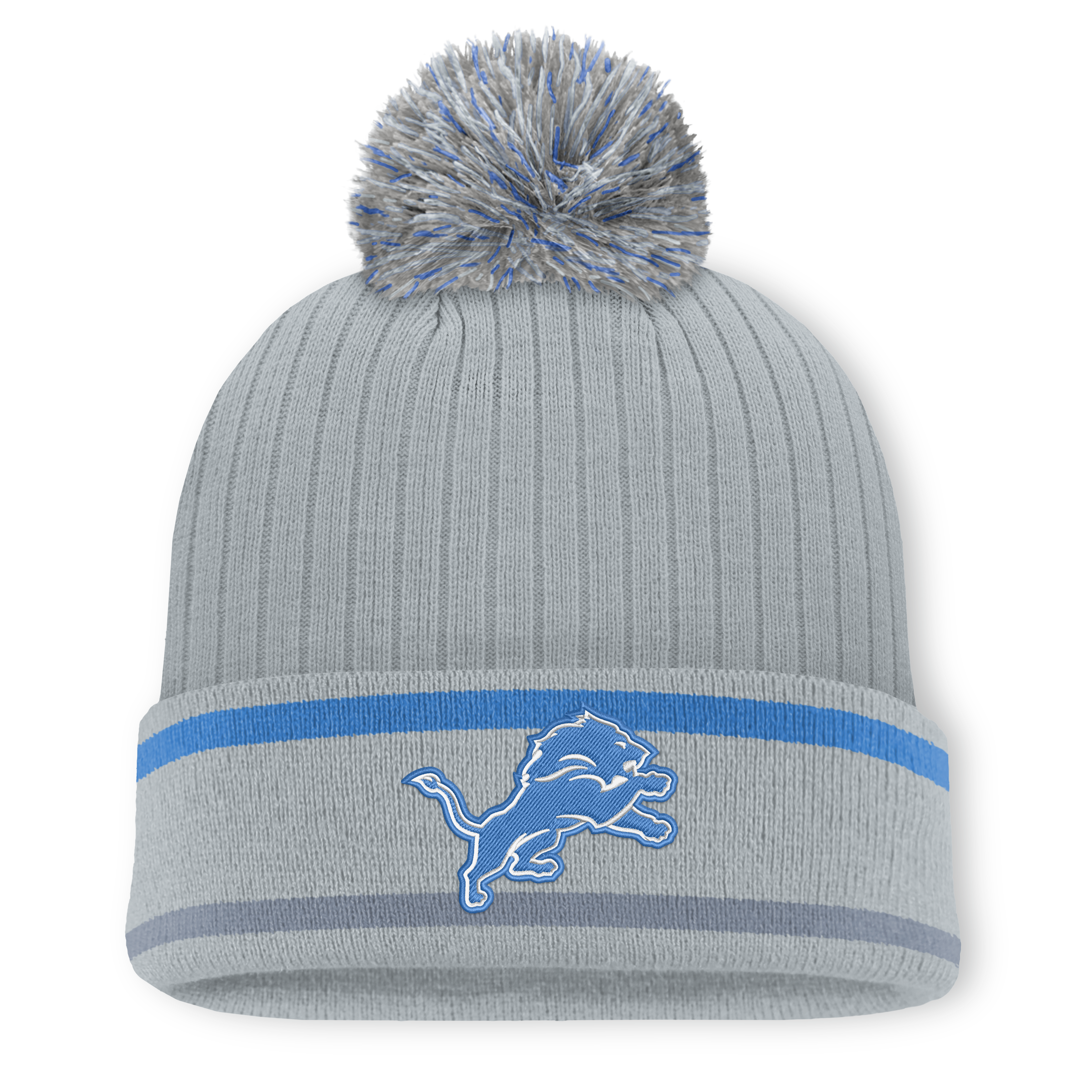 Men’s Fanatics Gray Detroit Lions Fissure Cuffed Knit Hat with Pom Men’s Fanatics Gray Detroit Lions Fissure Cuffed Knit Hat with Pom