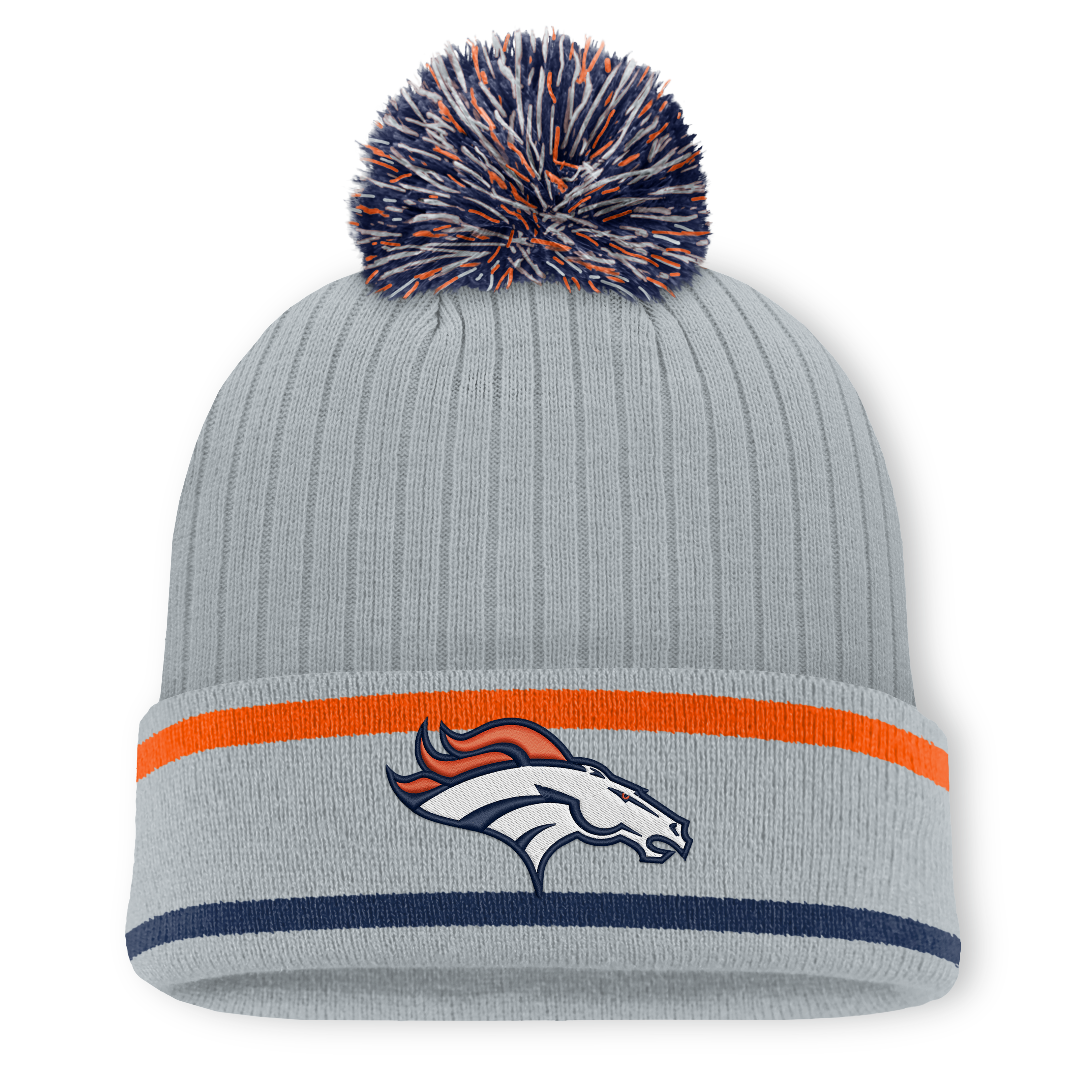 Men's Fanatics Gray Denver Broncos Fissure Cuffed Knit Hat with Pom