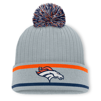 Men's Fanatics Gray Denver Broncos Fissure Cuffed Knit Hat with Pom