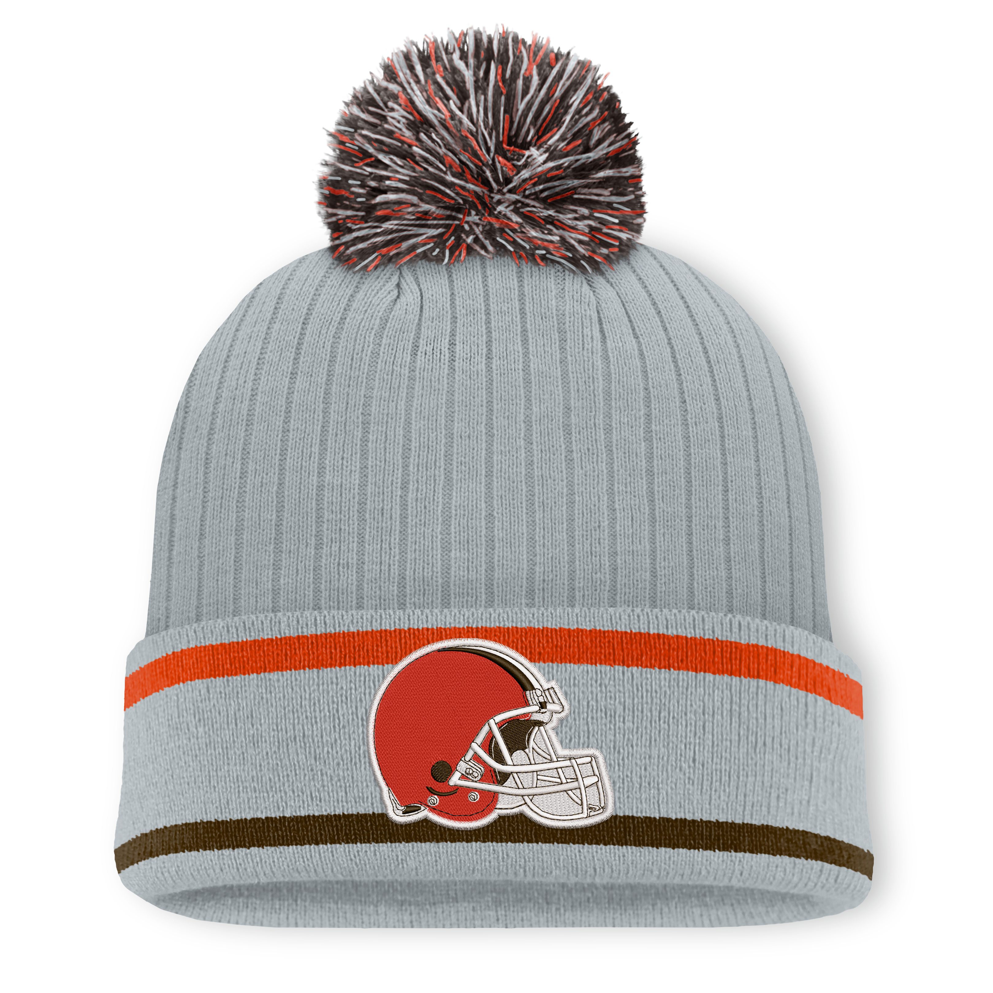 Men's Fanatics Gray Cleveland Browns Fissure Cuffed Knit Hat with Pom