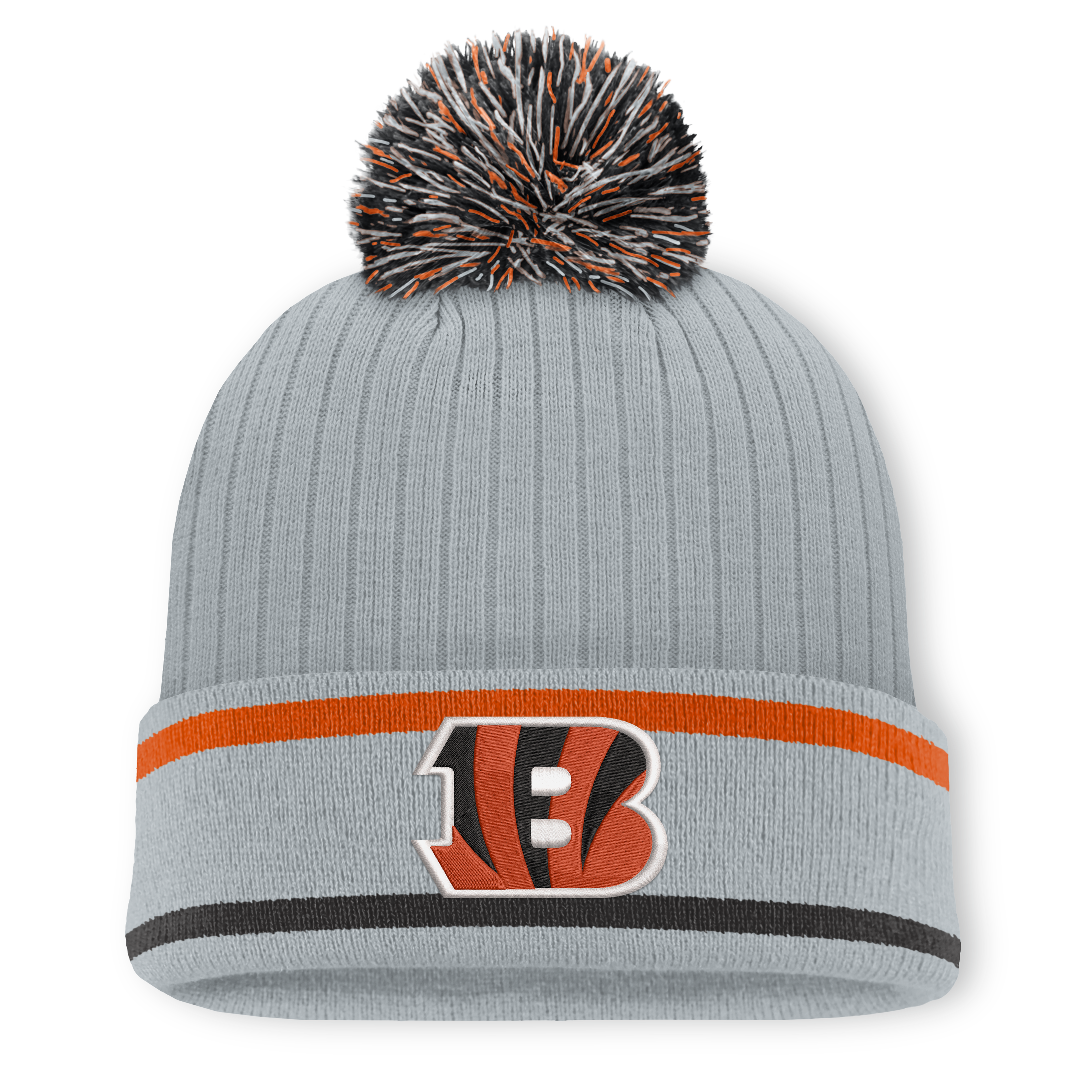 Men's Fanatics Gray Cincinnati Bengals Fissure Cuffed Knit Hat with Pom