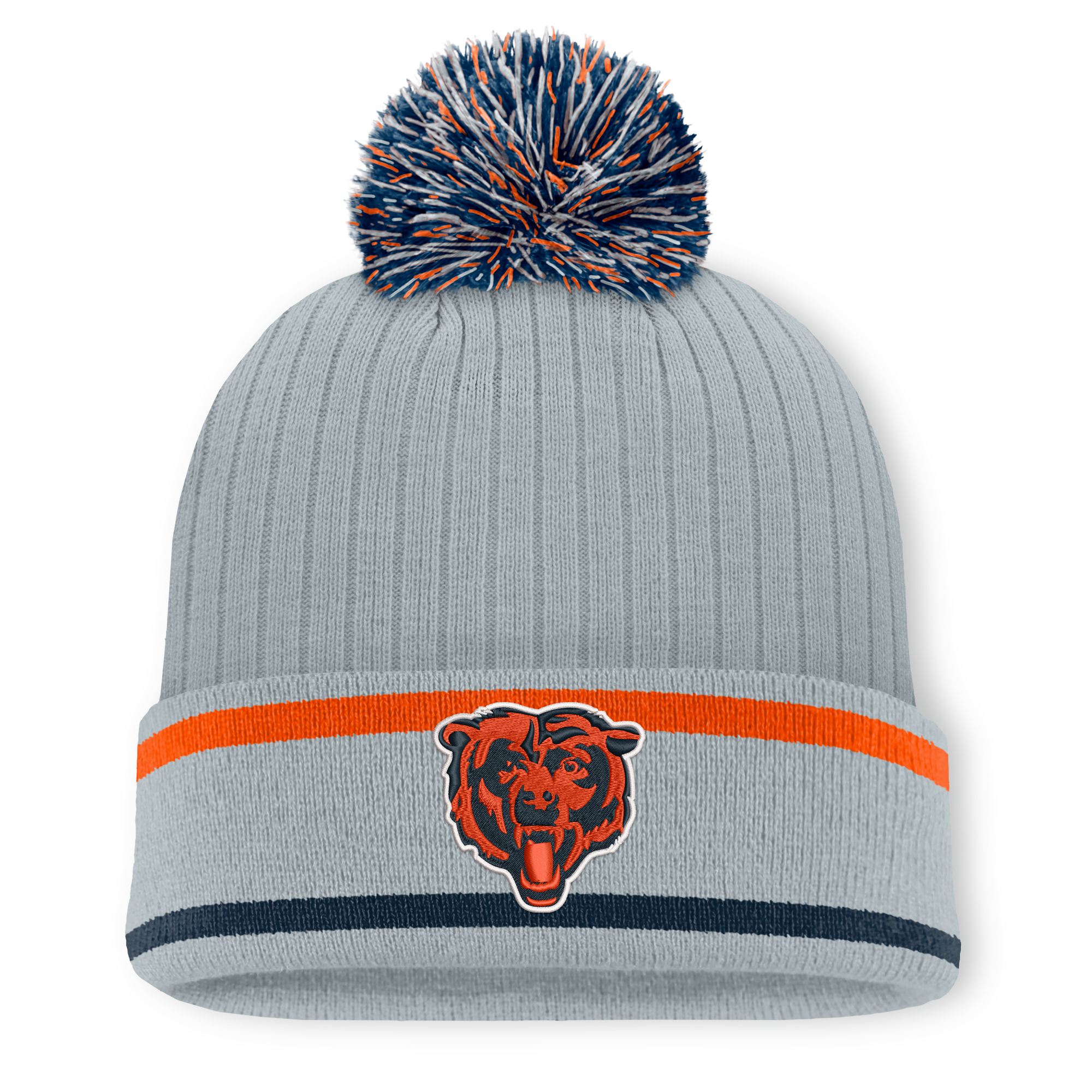Men's Fanatics Gray Chicago Bears Fissure Cuffed Knit Hat with Pom