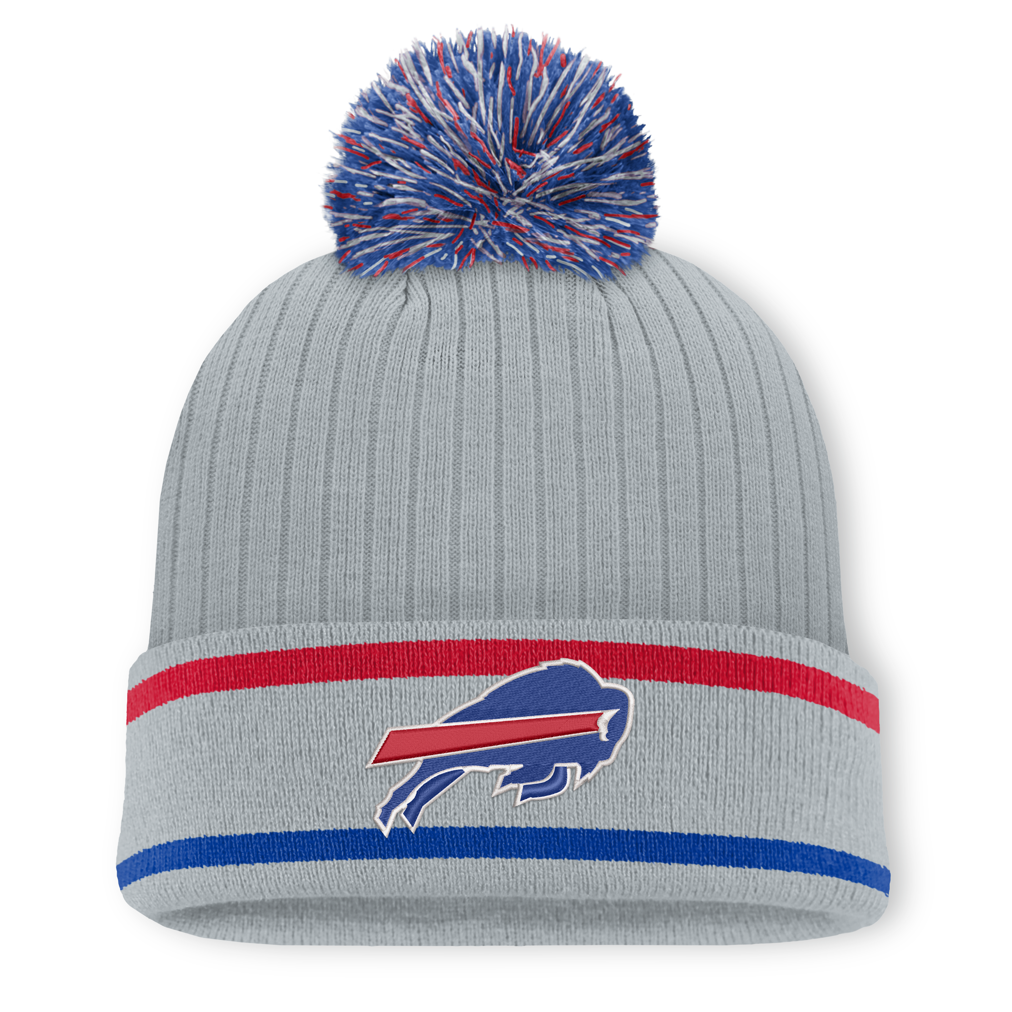Men's Fanatics Gray Buffalo Bills Fissure Cuffed Knit Hat with Pom