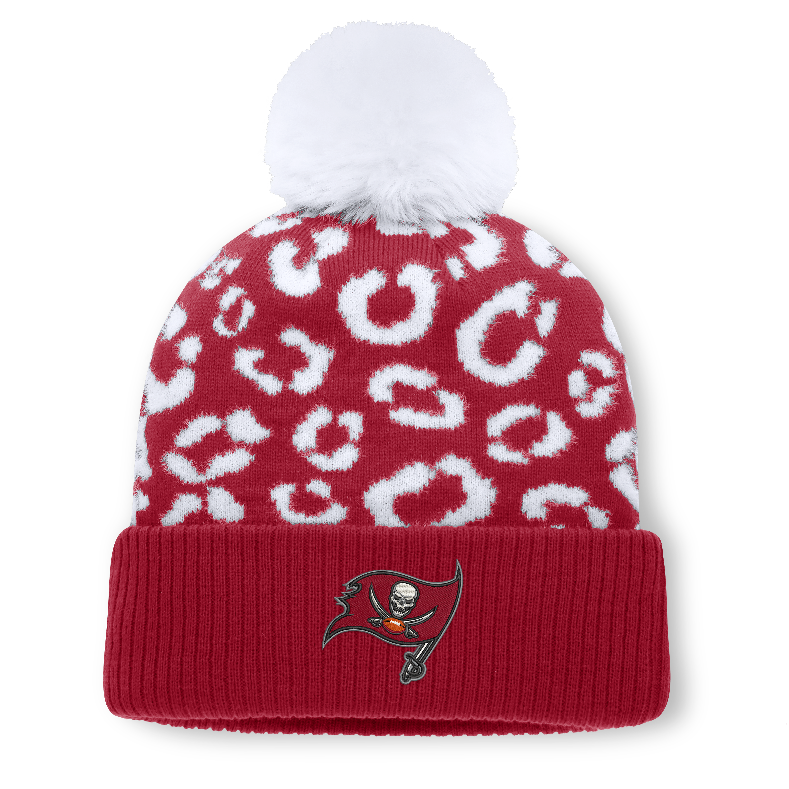 Women's Fanatics Red Tampa Bay Buccaneers Blur Cuffed Knit Hat with Pom