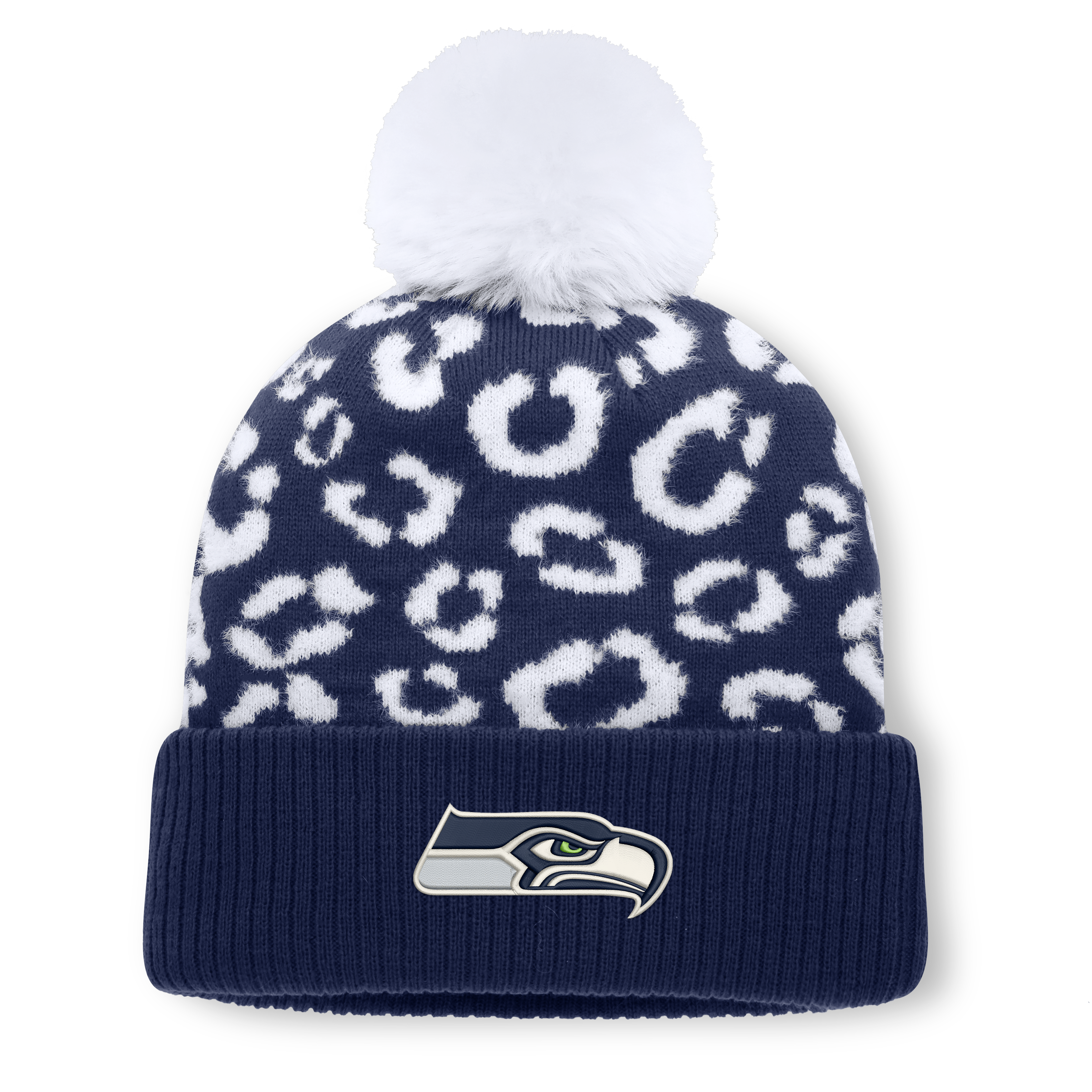 Women's Fanatics College Navy Seattle Seahawks Blur Cuffed Knit Hat with Pom