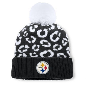 Women's Fanatics Black Pittsburgh Steelers Blur Cuffed Knit Hat with Pom