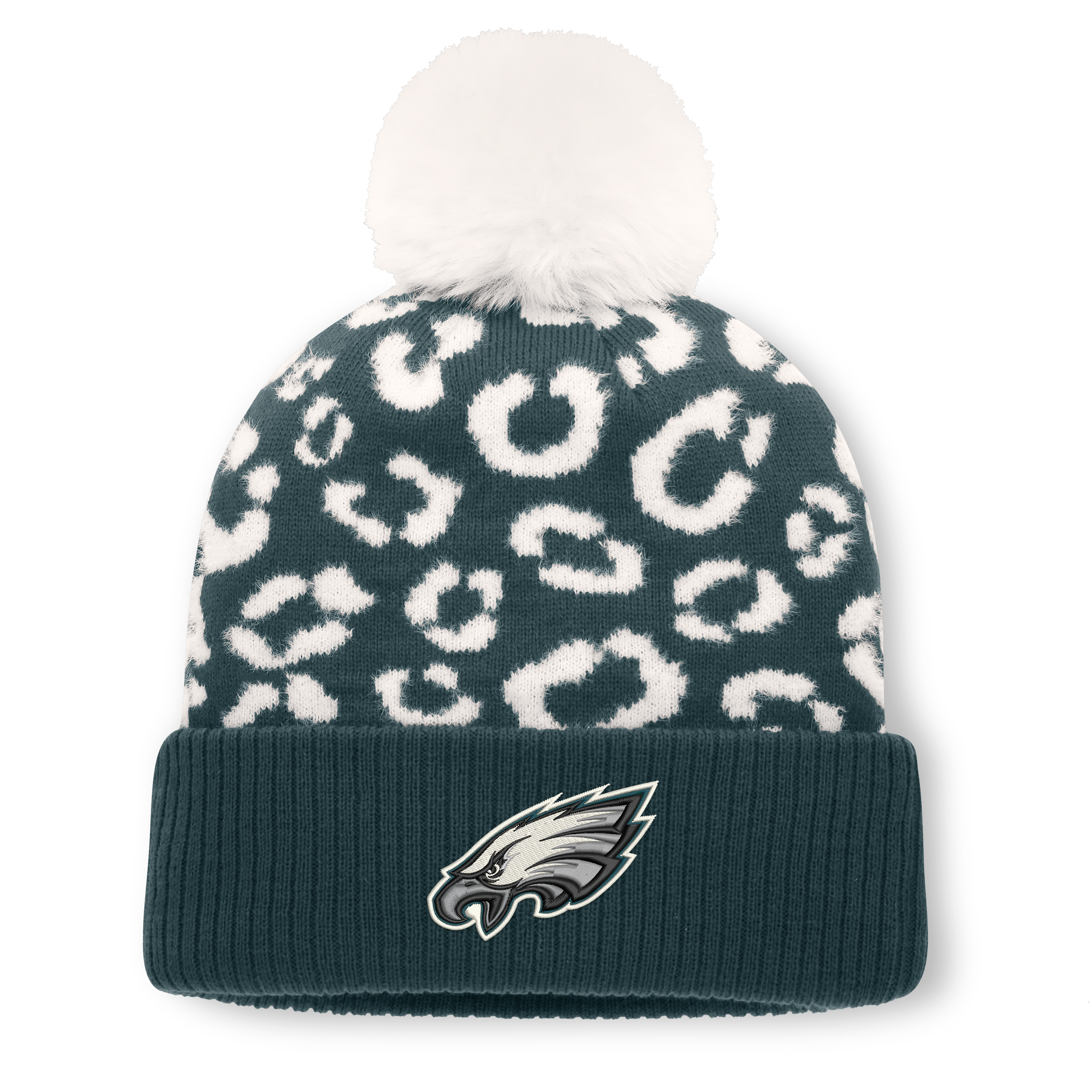 Women's Fanatics Midnight Green Philadelphia Eagles Blur Cuffed Knit Hat with Pom