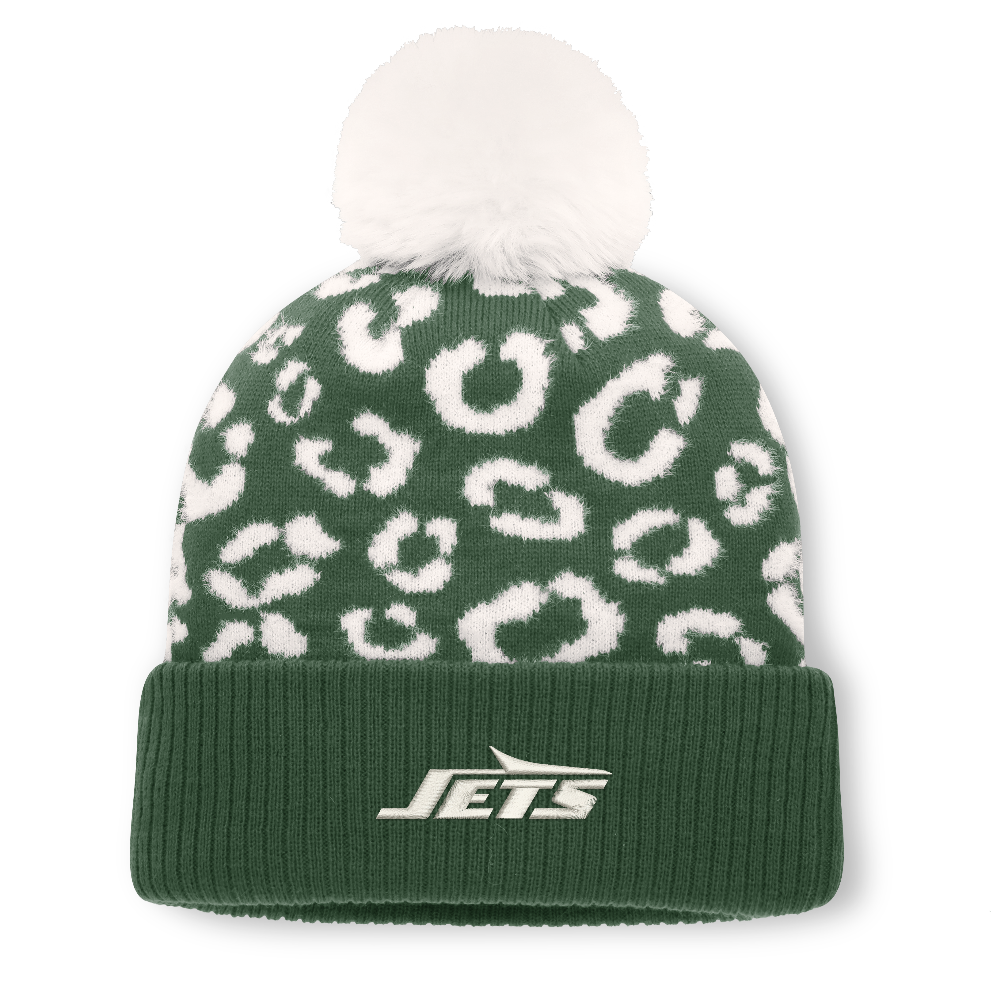 Women's Fanatics Green New York Jets Blur Cuffed Knit Hat with Pom