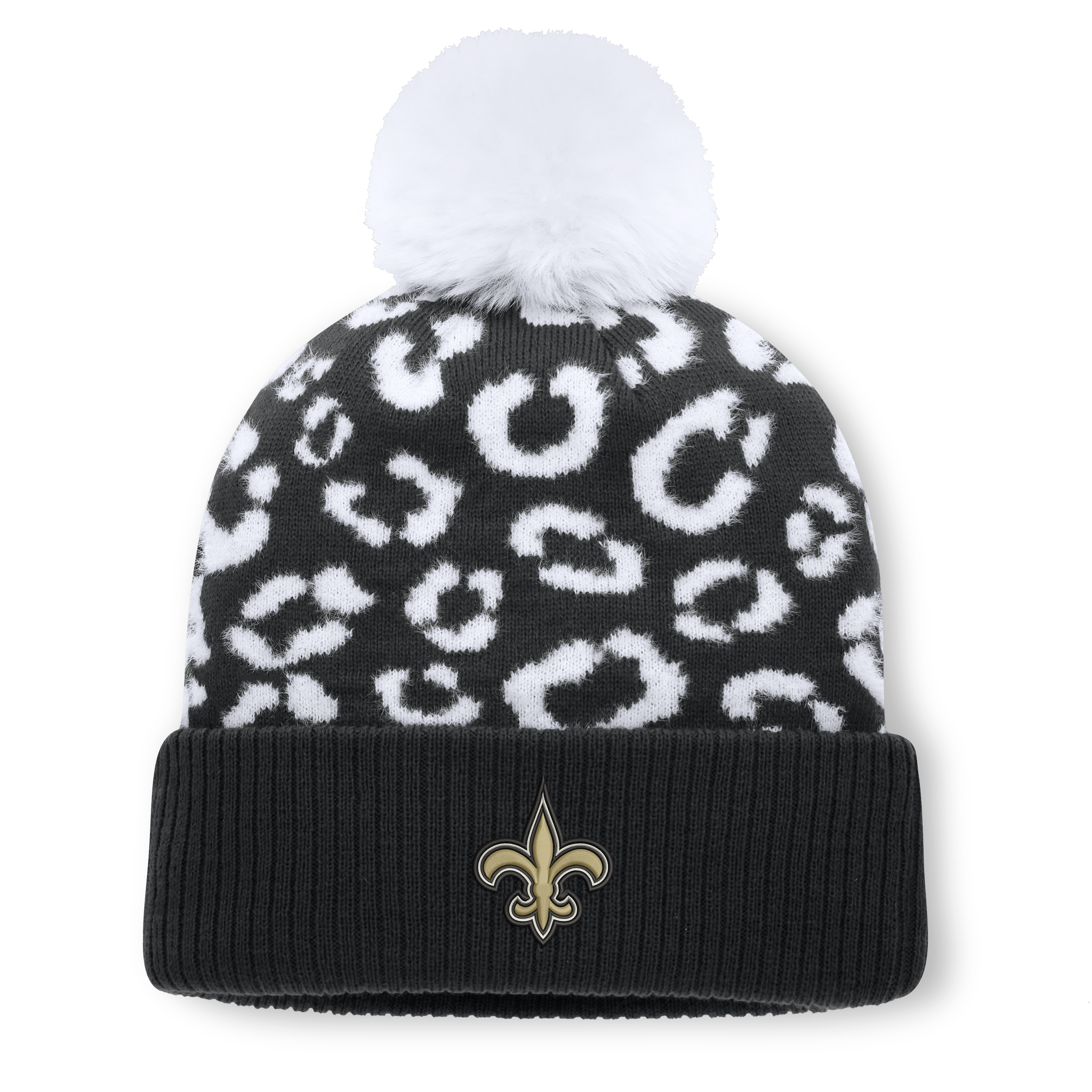 Women's Fanatics Black New Orleans Saints Blur Cuffed Knit Hat with Pom