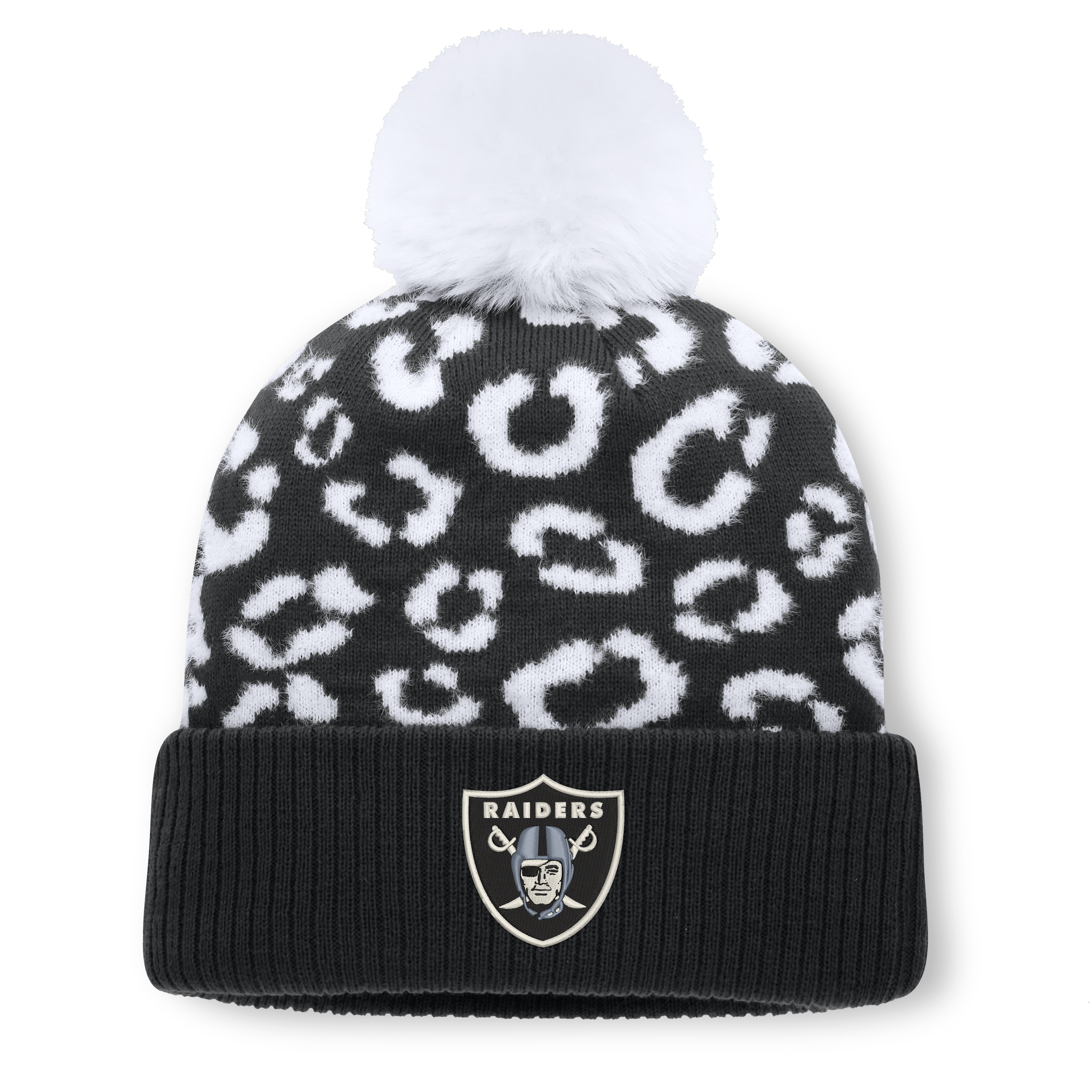Women's Fanatics Black Las Vegas Raiders Blur Cuffed Knit Hat with Pom