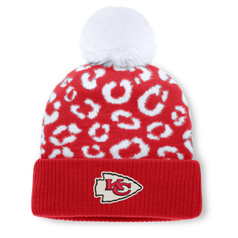 Women's Fanatics Red Kansas City Chiefs Blur Cuffed Knit Hat with Pom