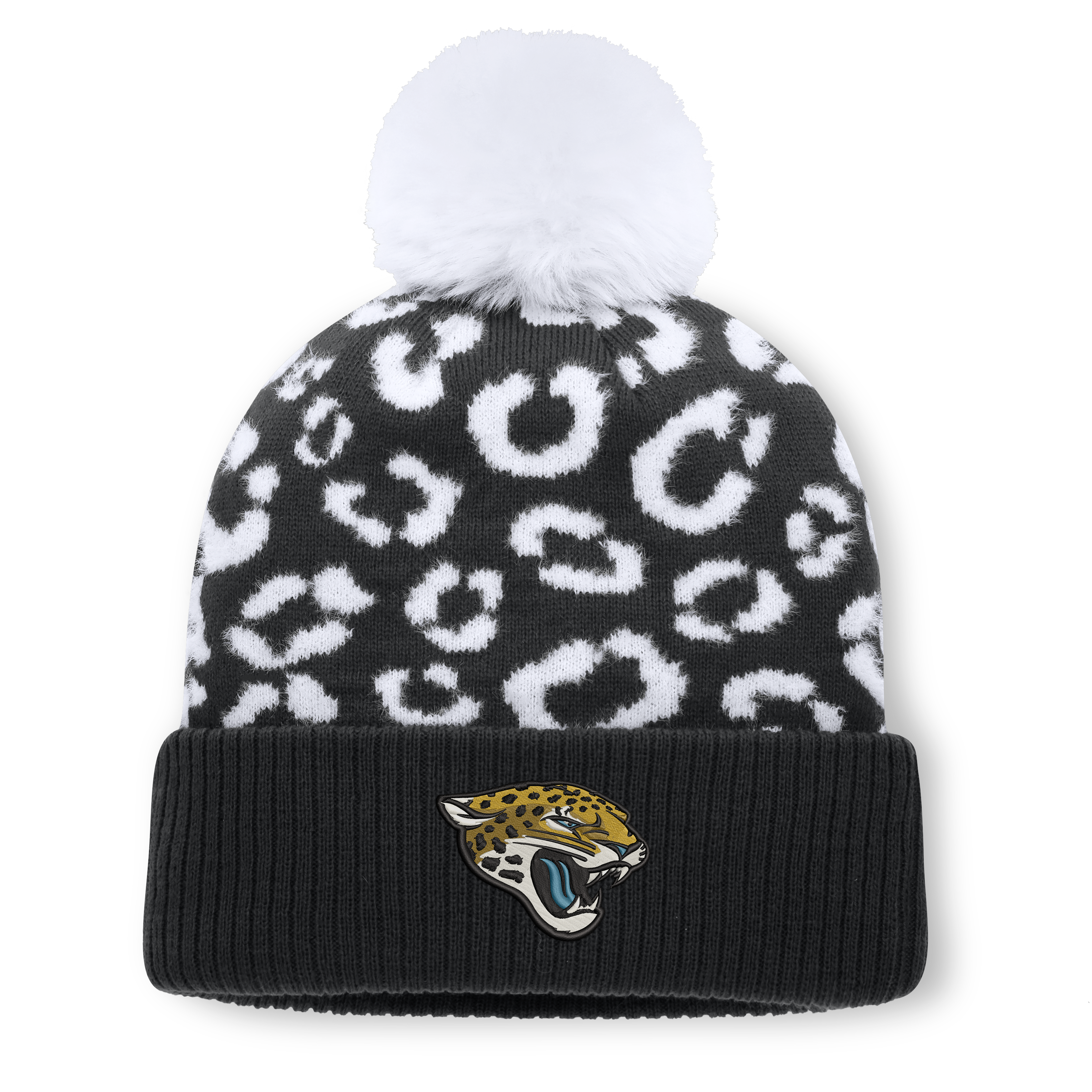 Women's Fanatics Black Jacksonville Jaguars Blur Cuffed Knit Hat with Pom