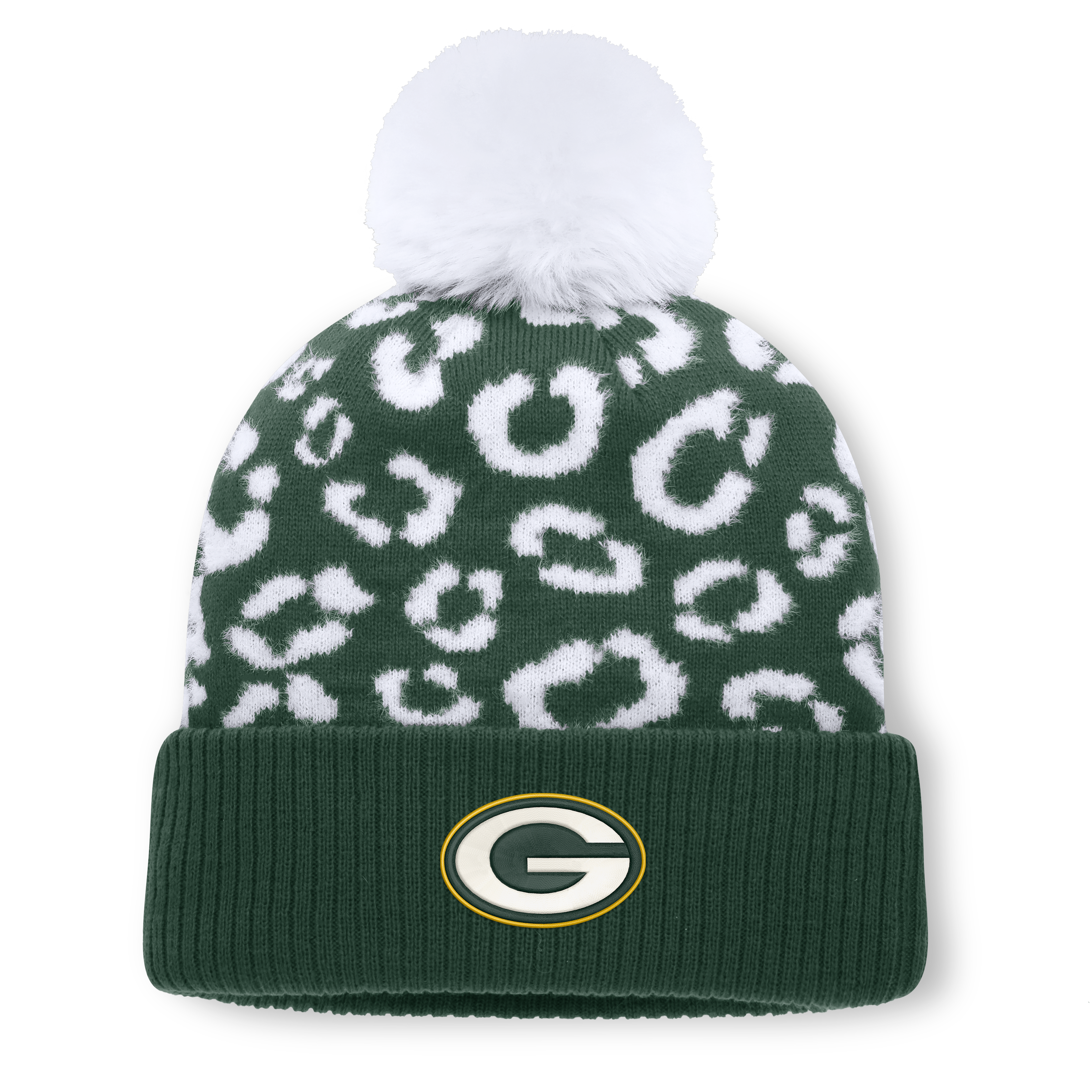 Women's Fanatics Green Green Bay Packers Blur Cuffed Knit Hat with Pom