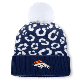 Women's Fanatics Navy Denver Broncos Blur Cuffed Knit Hat with Pom