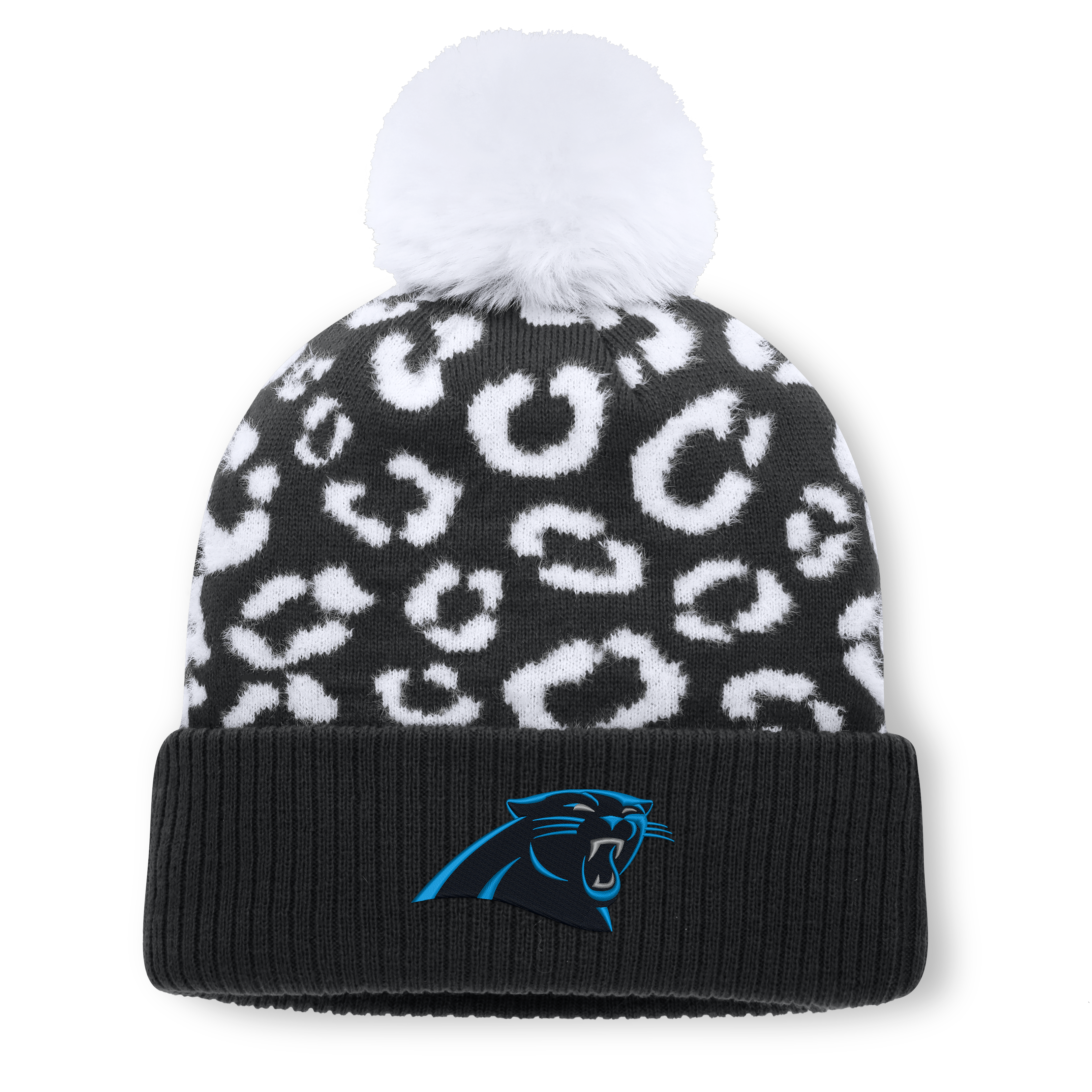 Women's Fanatics Black Carolina Panthers Blur Cuffed Knit Hat with Pom