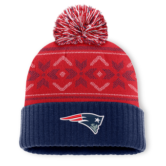 Men's Fanatics Navy/Red New England Patriots Snowday Cuffed Knit Hat with Pom