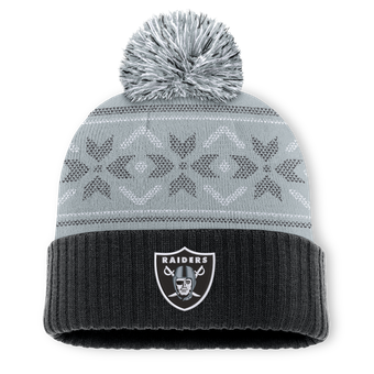 Men's Fanatics Black/Silver Las Vegas Raiders Snowday Cuffed Knit Hat with Pom