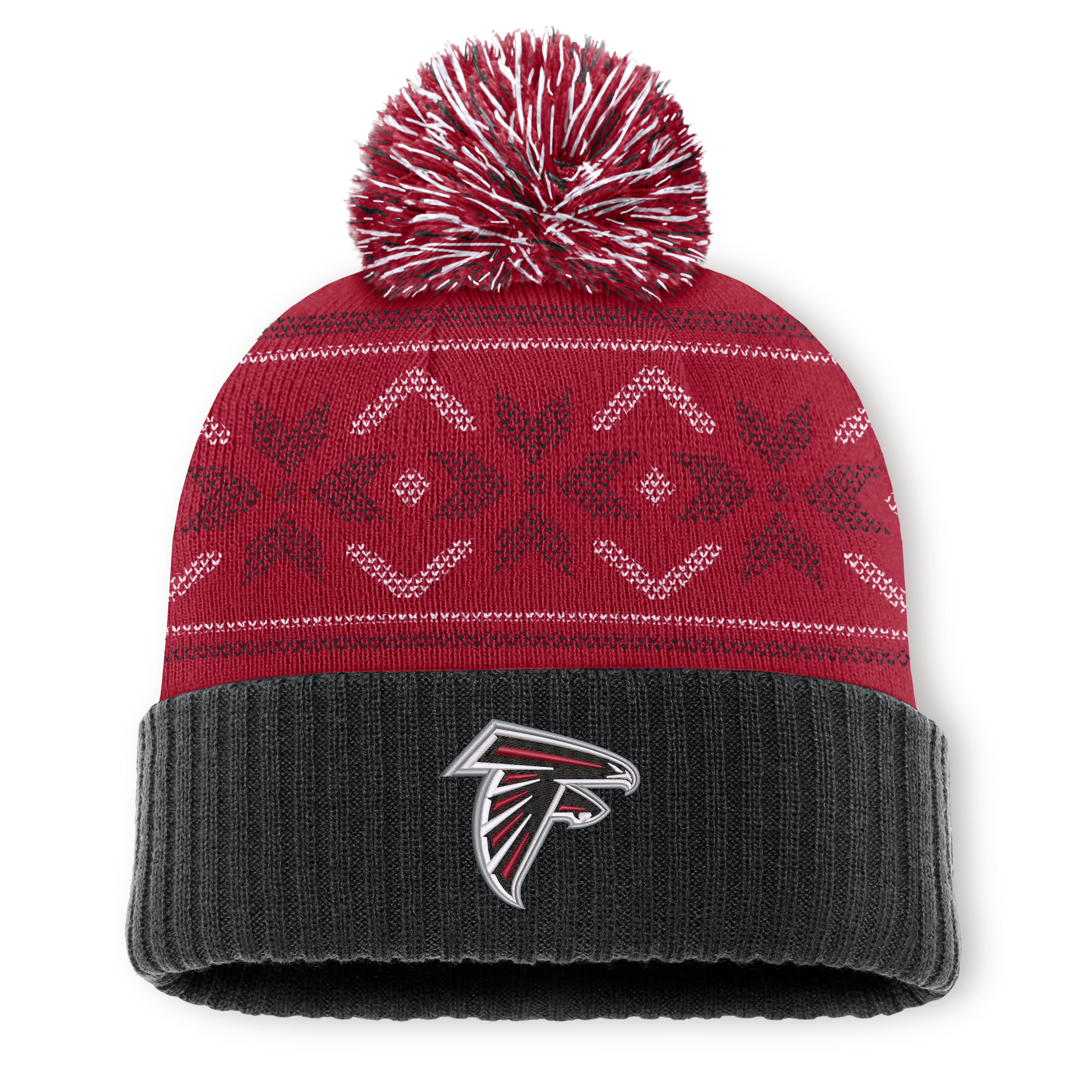 Men's Fanatics Black/Red Atlanta Falcons Snowday Cuffed Knit Hat with Pom