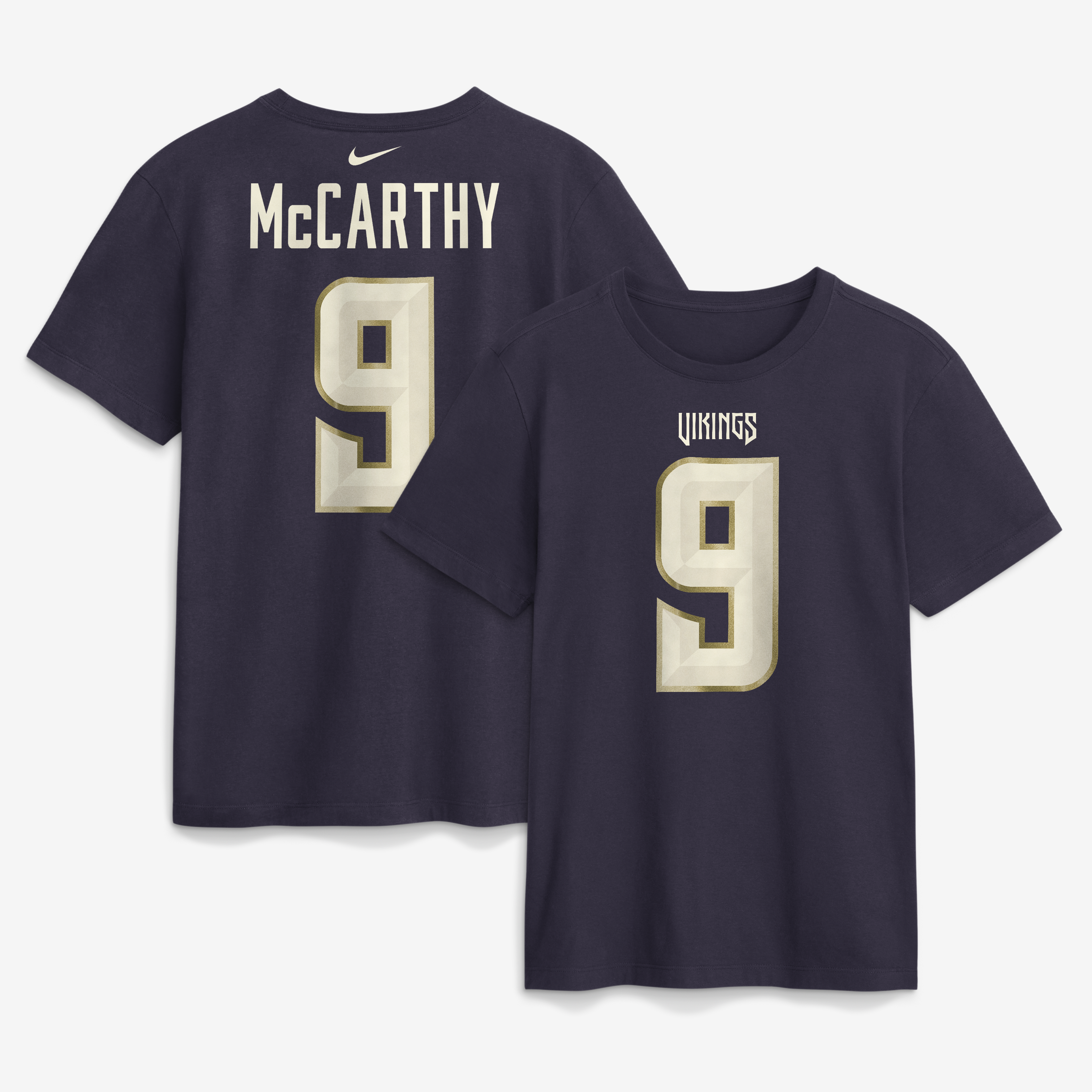Men's Nike J.J. McCarthy Purple Minnesota Vikings 2026 Rivalries Collection Player Name & Number T-Shirt