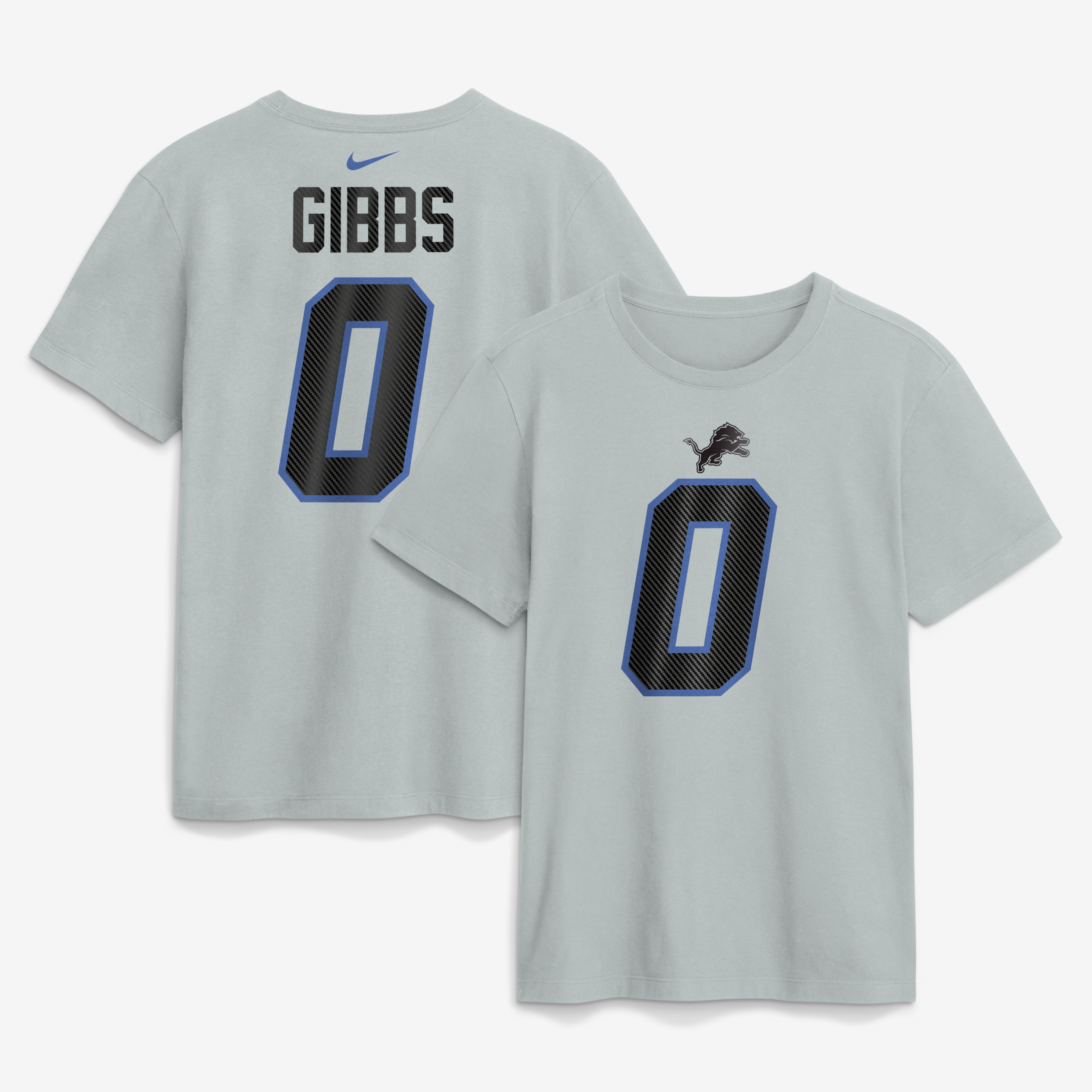 Men's Nike Jahmyr Gibbs Silver Detroit Lions 2026 Rivalries Collection Player Name & Number T-Shirt