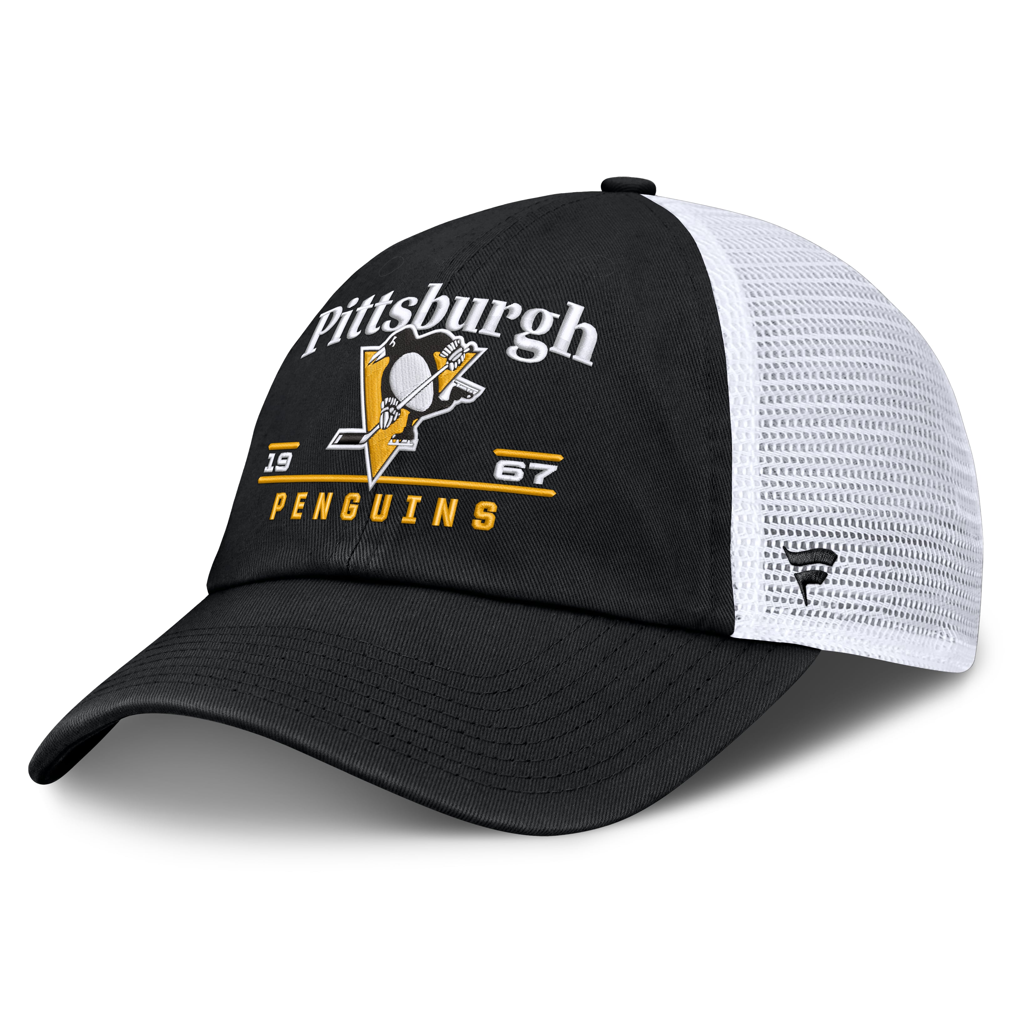 Men's Fanatics Black Pittsburgh Penguins Fundamental Underline Trucker Adjustable Hat