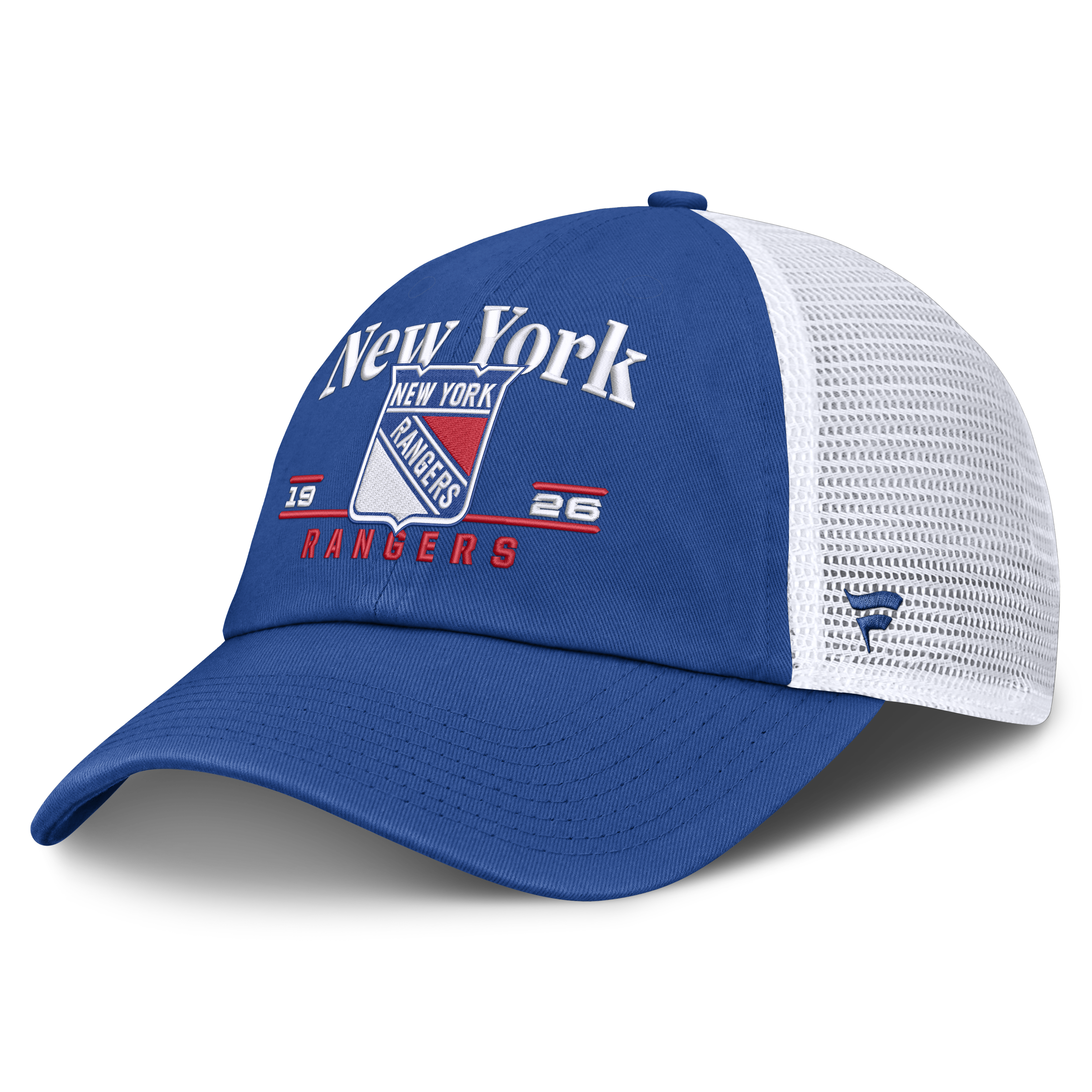 Men's Fanatics Royal New York Rangers Fundamental Underline Trucker Adjustable Hat