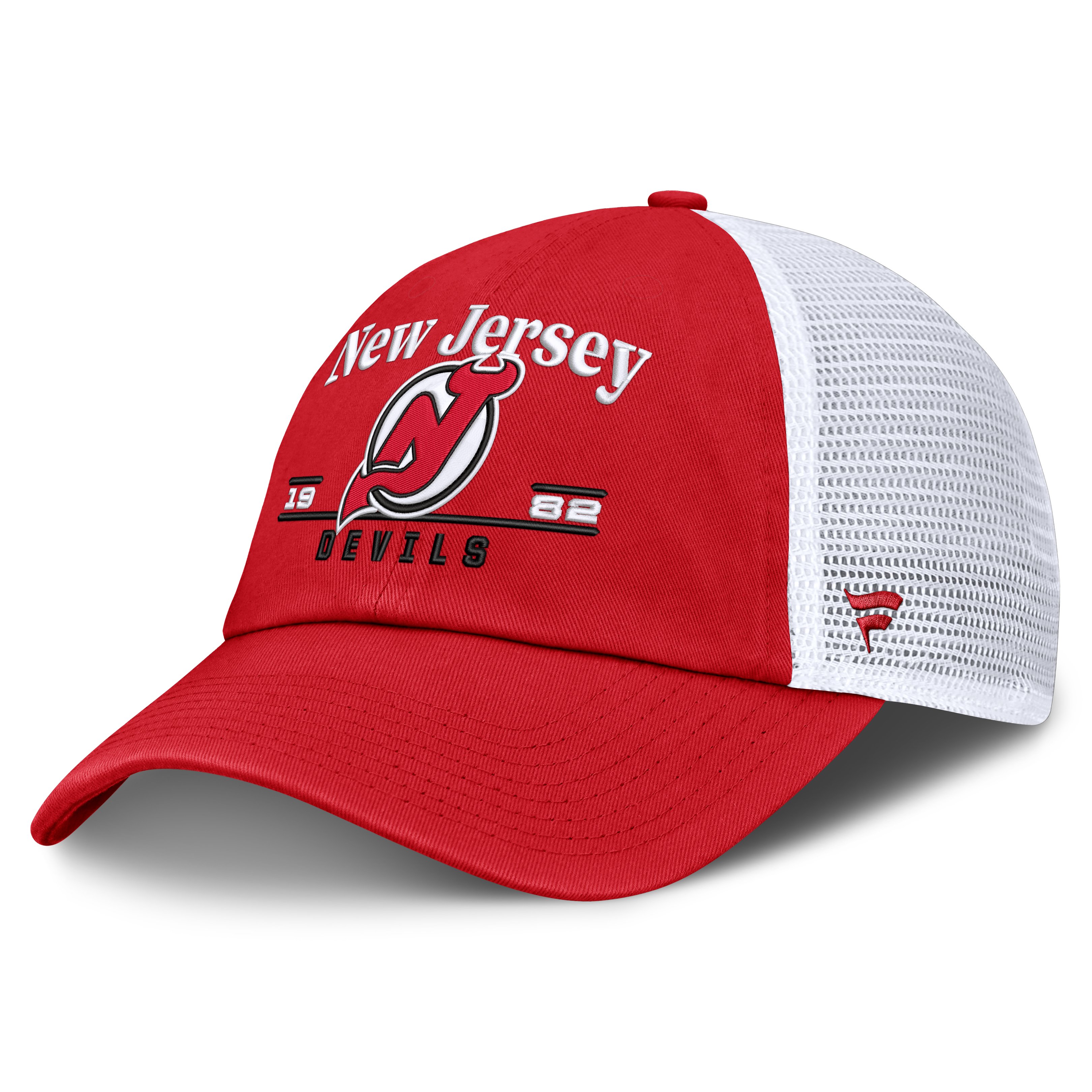 Men's Fanatics Red New Jersey Devils Fundamental Underline Trucker Adjustable Hat
