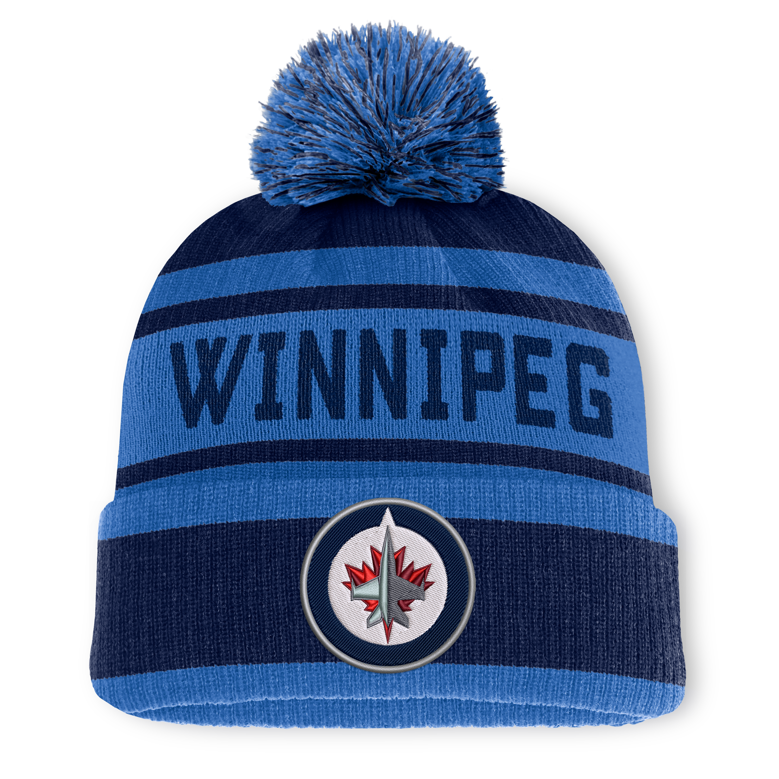 Men's Fanatics Navy/Blue Winnipeg Jets Fundamental Cuffed Knit Hat with Pom