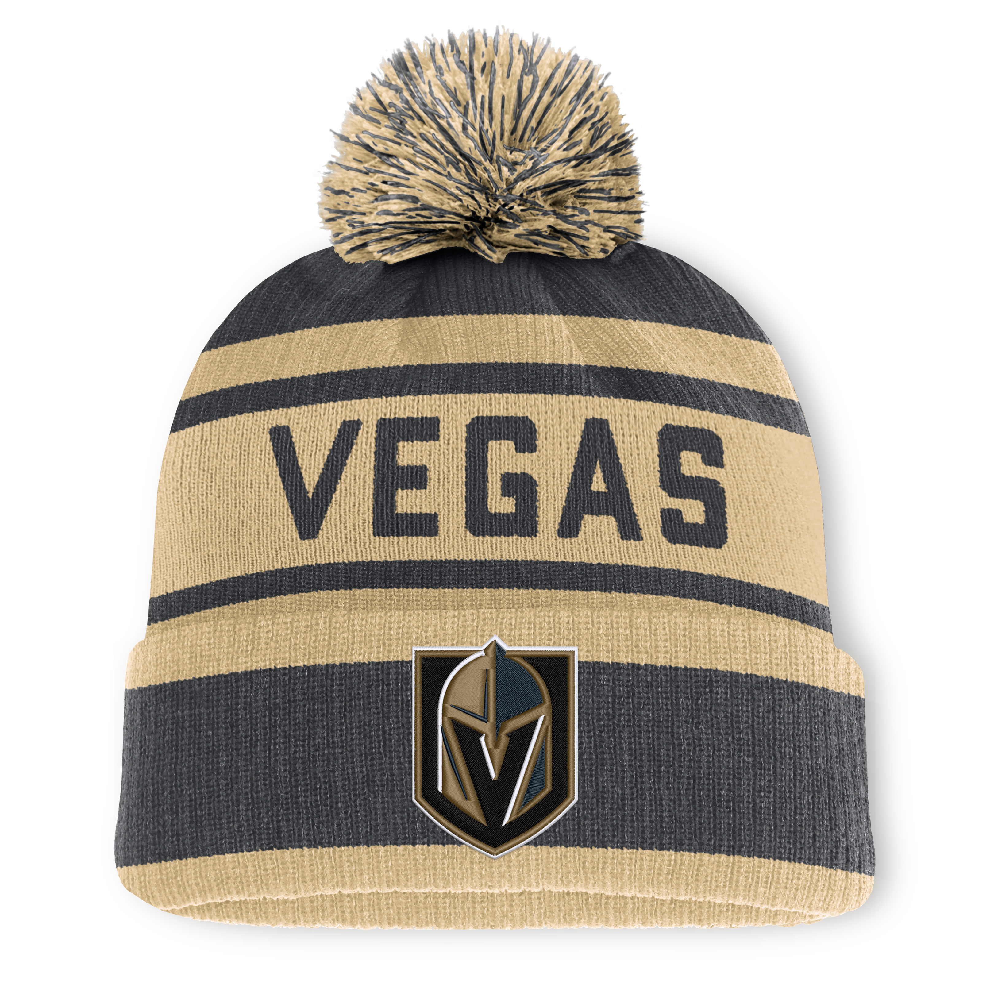 Men's Fanatics Charcoal/Gold Vegas Golden Knights Fundamental Cuffed Knit Hat with Pom