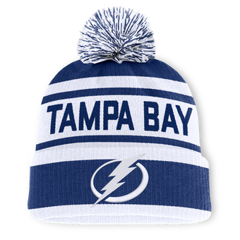 Men's Fanatics Blue/White Tampa Bay Lightning Fundamental Cuffed Knit Hat with Pom