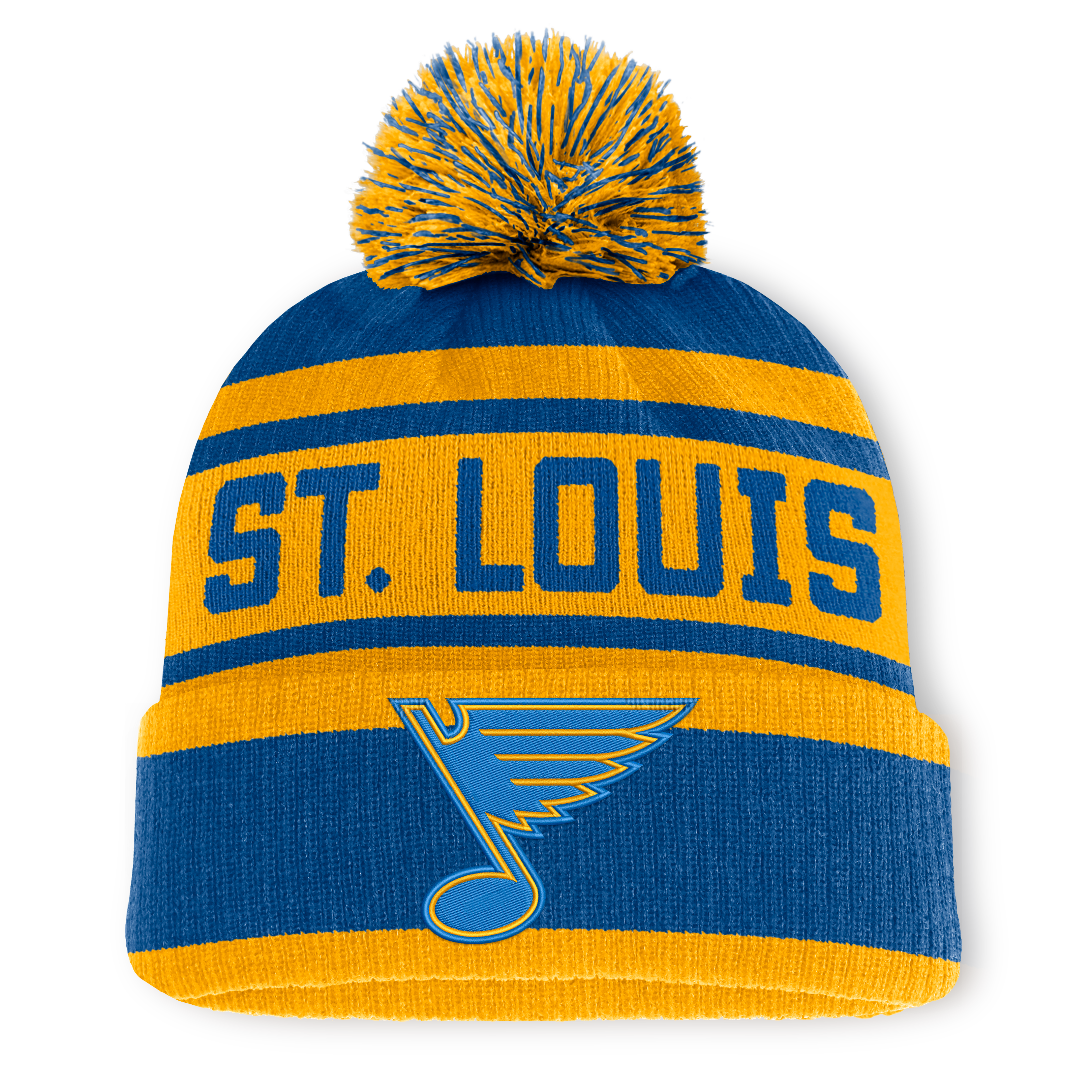 Men's Fanatics Blue/Gold St. Louis Blues Fundamental Cuffed Knit Hat with Pom