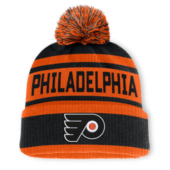 Men's Fanatics Black/Orange Philadelphia Flyers Fundamental Cuffed Knit Hat with Pom