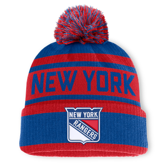 Men's Fanatics Blue/Red New York Rangers Fundamental Cuffed Knit Hat with Pom