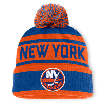 Men's Fanatics Royal/Orange New York Islanders Fundamental Cuffed Knit Hat with Pom