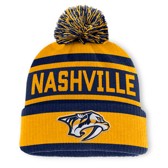 Men's Fanatics Gold/Navy Nashville Predators Fundamental Cuffed Knit Hat with Pom