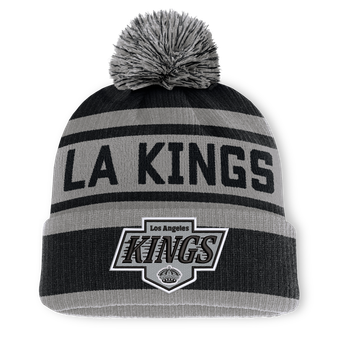 Men's Fanatics Black/Silver Los Angeles Kings Fundamental Cuffed Knit Hat with Pom