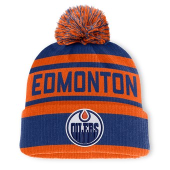 Men's Fanatics Royal/Orange Edmonton Oilers Fundamental Cuffed Knit Hat with Pom