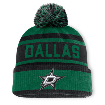 Men's Fanatics Green/Black Dallas Stars Fundamental Cuffed Knit Hat with Pom