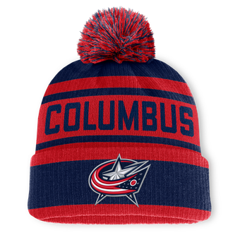 Men's Fanatics Navy/Red Columbus Blue Jackets Fundamental Cuffed Knit Hat with Pom