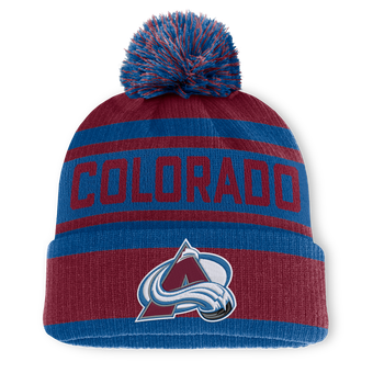 Men's Fanatics Burgundy/Blue Colorado Avalanche Fundamental Cuffed Knit Hat with Pom