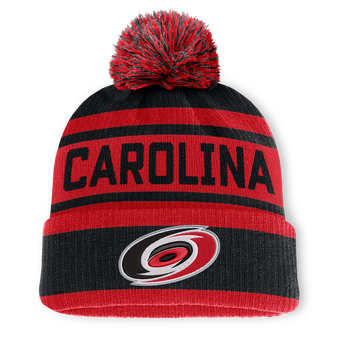 Men's Fanatics Black/Red Carolina Hurricanes Fundamental Cuffed Knit Hat with Pom