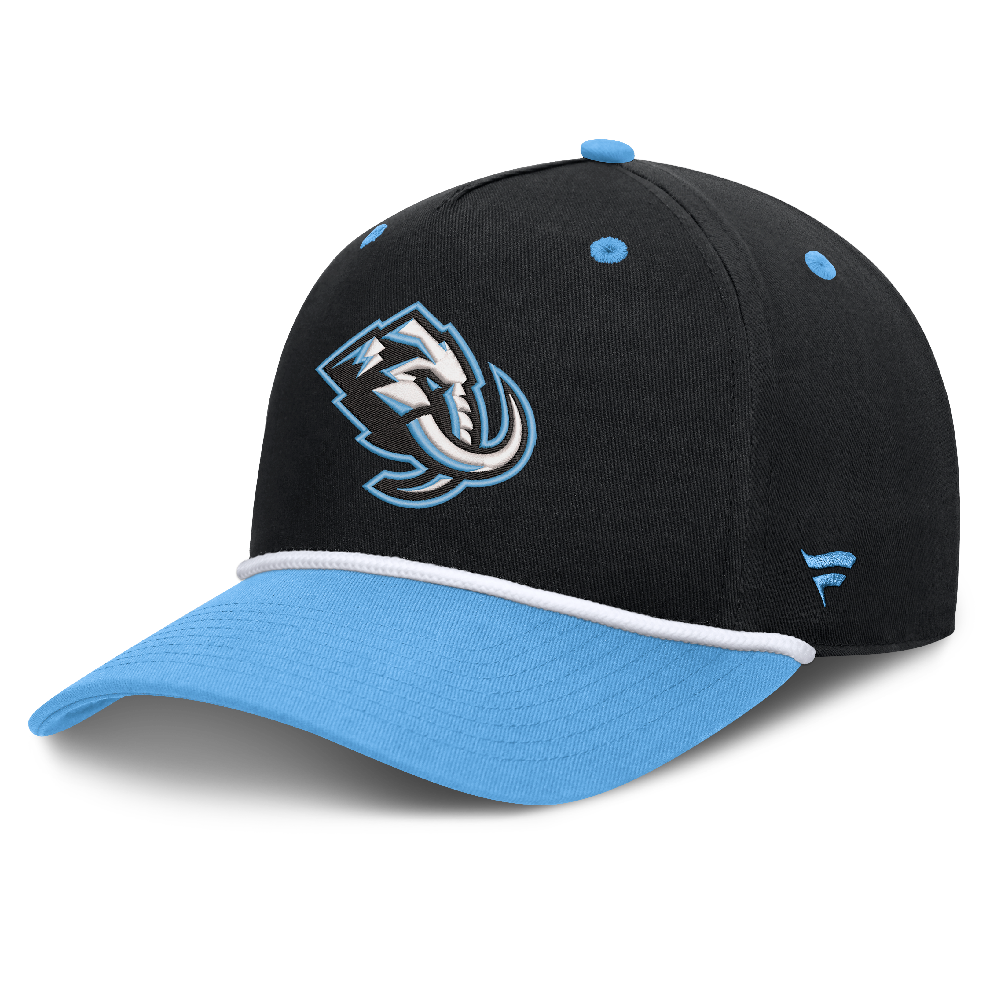 Men's Fanatics Black/Light Blue Utah Mammoth Fundamental Power Play A-Frame Adjustable Hat