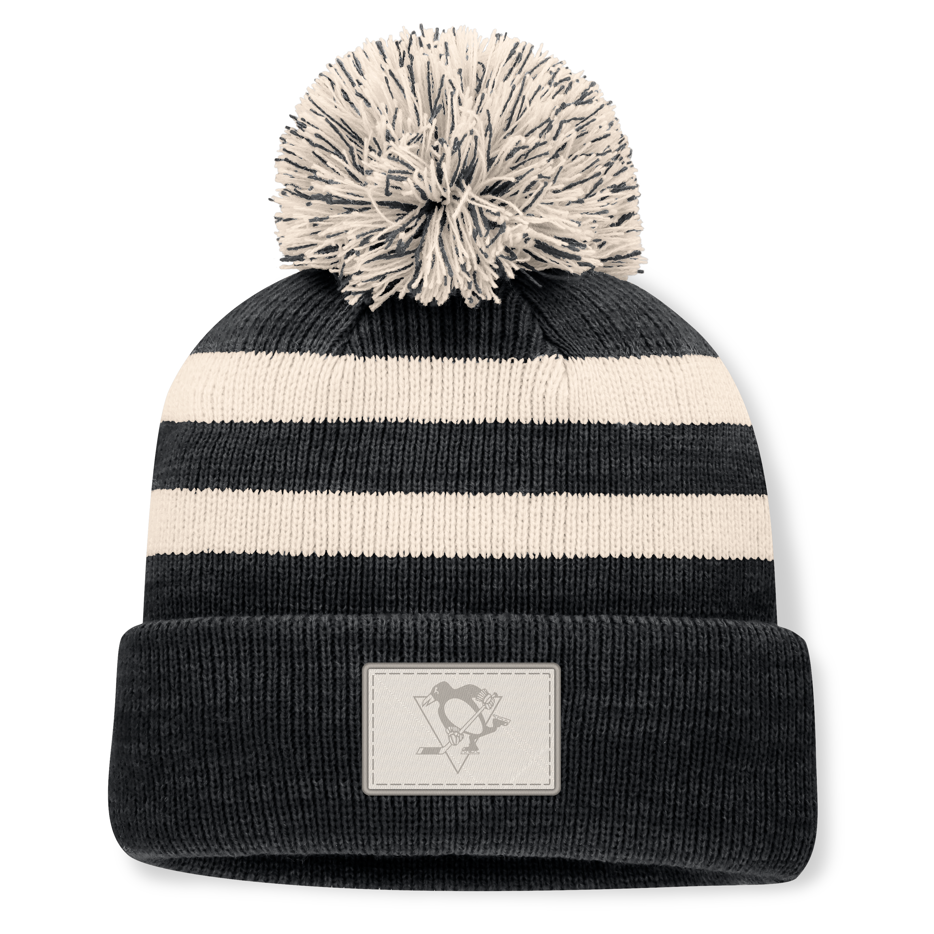 Women's Fanatics Black Pittsburgh Penguins Fundamental Cottage Cuffed Knit Hat with Pom