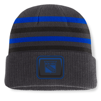 Men's Fanatics Black New York Rangers Knurly Stripe Cuffed Knit Hat
